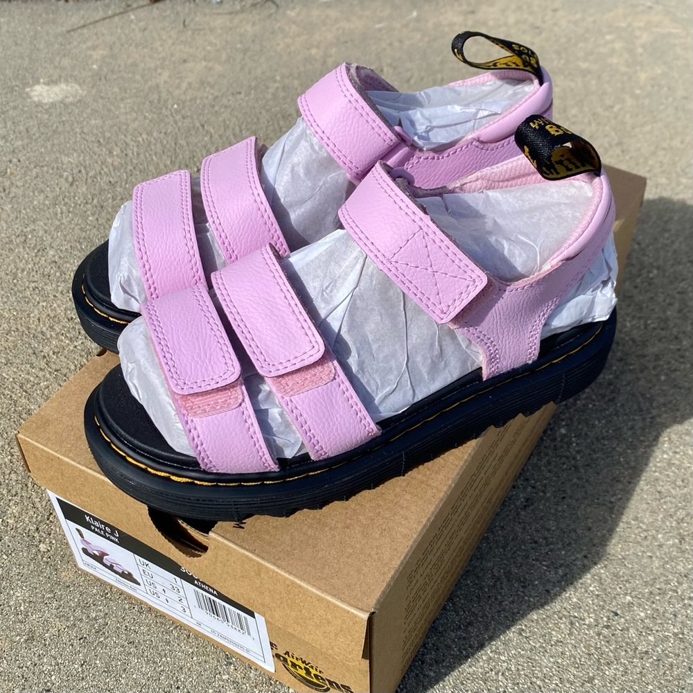 Doc Dr. Martens Girl's Junior Klaire Athena Leather Strap Sandals Pale Pink